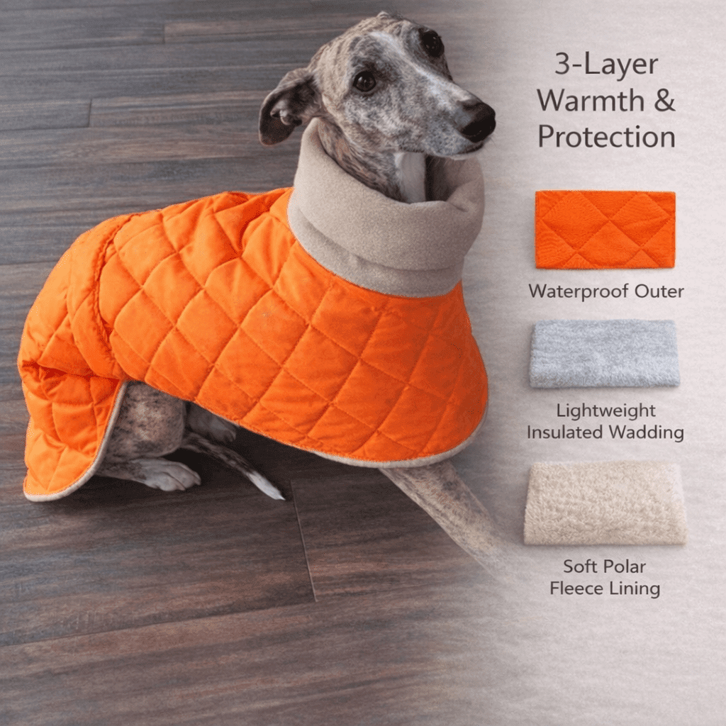 Hi Vis Whippet Coat – High Visibility Dog Coat for Greyhounds & Sighthounds, Quilted Waterproof Winter Dog Coat - Image 5