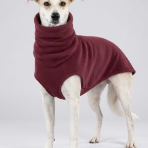 Whippet fleece jumper burgundy warm soft dog jumper for whippets and sighthounds