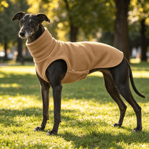 Whippet Fleece Jumper with High Neck & Elastic Tummy Panel